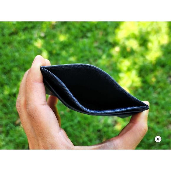 Blue Leather Card Case, Man Slim Wallet, Father's Day Gift, Monogram Wallet - Picture 2 of 2